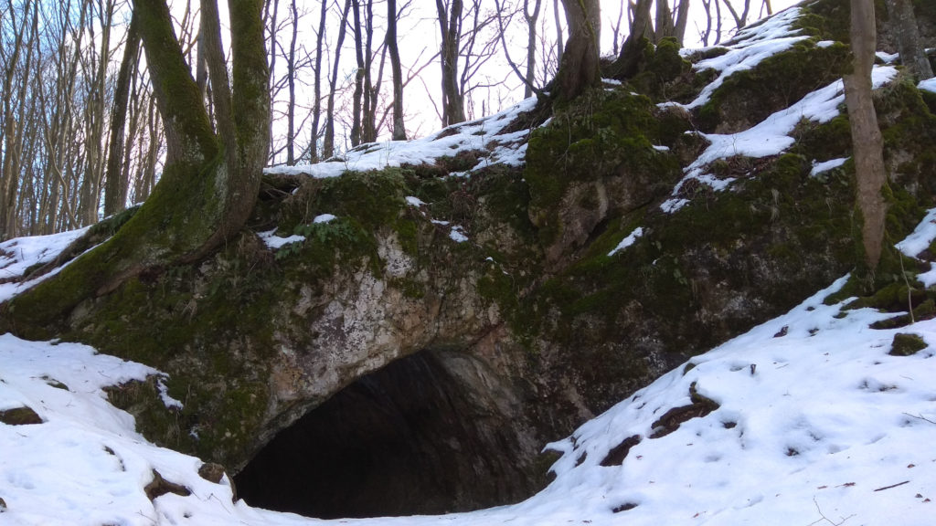 Wejście do jaskinie Piekło Skibskie obok Chęcin.